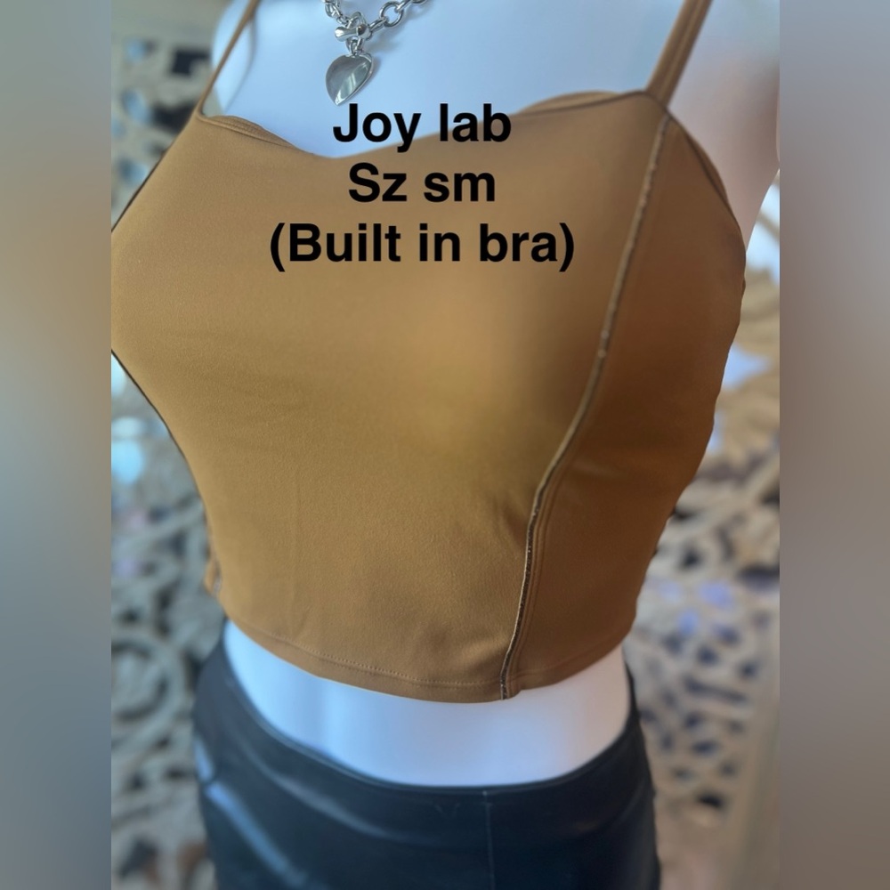 JoyLab Tan Crop Top with Built-in Bra